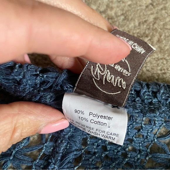 Blanco by Nature Crochet Beach Pants Knitted Pull On Drawstring Waist Teal: Med - Picture 8 of 10